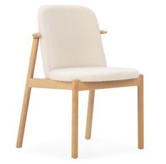 Chaise en bois de hêtre et tissu blanc TIFANY – Style naturel et moderne
