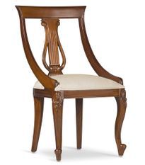 Chaise en bois massif d'acajou et tissu rembourré beige CASTLE - Style colonial