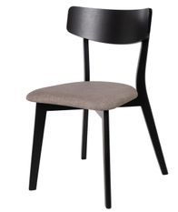 Chaise en bois massif noir et tissu gris clair Reka