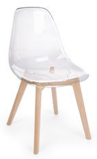Chaise en polycarbonate et pieds en bois Esia - Lot de 4