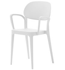 Chaise en polypropylène blanc avec accoudoirs Kate - Lot de 4