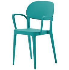 Chaise en polypropylène bleu émeraude avec accoudoirs Kate - Lot de 4