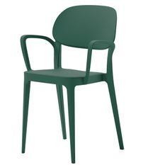 Chaise en polypropylène vert forêt avec accoudoirs Kate - Lot de 4