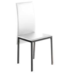 Chaise en simili cuir blanc et métal laquée gris argent