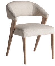 Chaise en tissu beige et bois de chêne BELINA – Élégance naturelle et confort artisanal