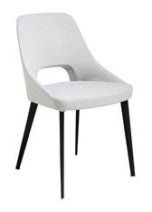 Chaise en tissu blanc et pieds en acier noir Barbra - Lot de 2