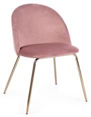 Chaise en velours rose et pieds en acier doré Tanya - Lot de 4