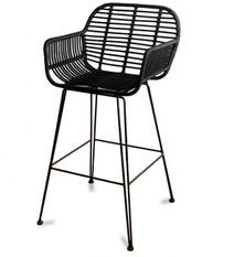 Chaise haute BARBOU – Rotin noir & métal