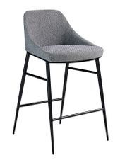 Chaise haute tissu gris et pieds en acier noir Padou - lot de 2