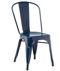Chaise industrielle acier brillant bleu nuit Vinto - Lot de 2