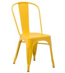 Chaise industrielle acier brillant jaune curri Kontoir