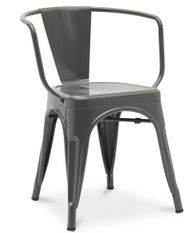 Chaise industrielle avec accoudoirs acier brillant Poka - Haut de gamme