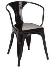 Chaise industrielle POKA Classique avec accoudoirs en acier brillant – Design vintage