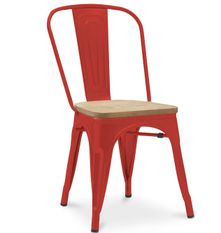 Chaise industrielle REKO en acier brillant et bois massif naturel – Design vintage