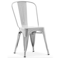 Chaise industrielle vintage KANBO en acier galvanisé brossé brillant