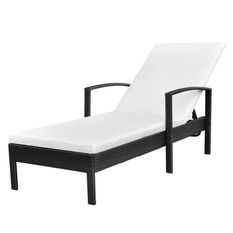 Chaise longue avec accoudoirs tissu blanc et résine noire Ashné