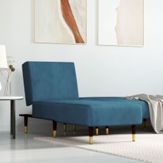 Chaise longue bleu velours