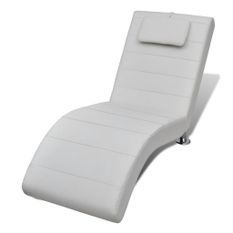 Chaise longue d'intérieur simili cuir blanc Kona