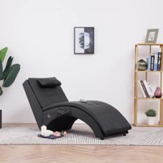 Chaise longue de massage avec oreiller Marron Similicuir
