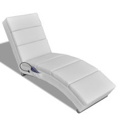 Chaise longue de massage Blanc Similicuir
