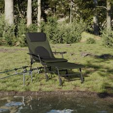 Chaise longue de pêche avec pieds à boue réglables pliable vert