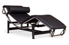 chaise longue design cuir noir Mavah