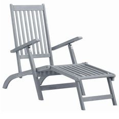 Chaise longue pliable acacia massif gris Ontim
