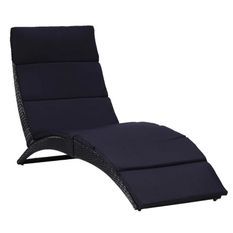 Chaise longue pliable polyester et résine tressée noir Oanao