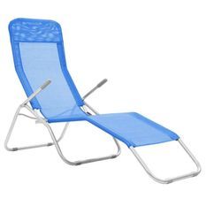 Chaise longue pliable textilène bleu et métal Fapen - Lot de 2