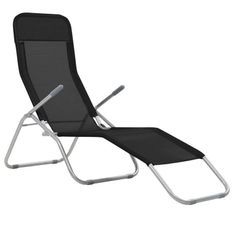 Chaise longue pliable textilène noir et métal Fapen - Lot de 2
