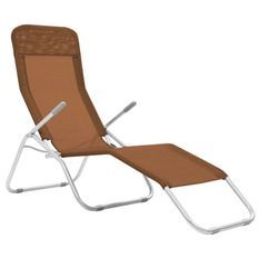 Chaise longue pliable textilène taupe et métal Fapen - Lot de 2