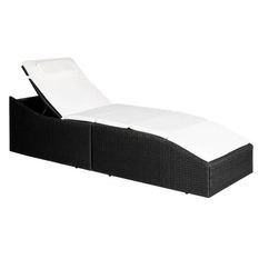Chaise longue pliable tissu blanc et résine noire Alumi