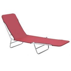 Chaise longue pliable tissu rouge et métal Umpki - Lot de 2
