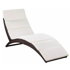 Chaise longue pliante tissu blanc et résine marron Manap