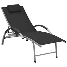 Chaise longue Textilène et aluminium Noir 2