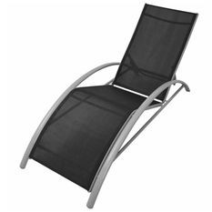 Chaise longue textilène noir et métal gris Derino