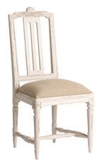 Chaise manguier massif blanc et assise tissu beige Brook - Lot de 2