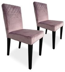 Chaise matelassée velours rose Menti - Lot de 2