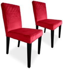Chaise matelassée velours rouge Menti - Lot de 2