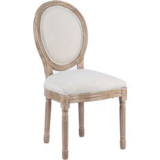 Chaise medaillon Louis XVI tissu beige clair - Lot de 2