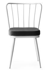 Chaise métal blanc et assise velours noir Manky - Lot de 4