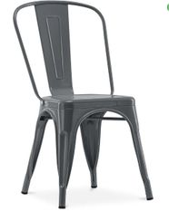 Chaise métal brillant gris foncé Industriel Kalax 45 cm