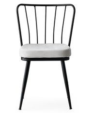 Chaise métal noir et assise velours blanc Manky - Lot de 4