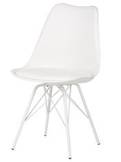 Chaise moderne assise similicuir blanc et pieds métal blanc Kinda