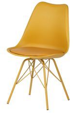 Chaise moderne assise similicuir jaune et pieds métal jaune Kinda