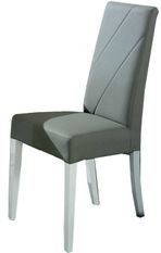 Chaise moderne bois blanc brillant et tissu gris Sting