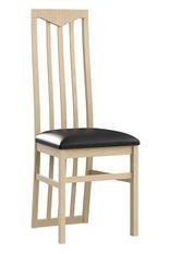 Chaise moderne chêne clair et assise simili cuir noir Italino
