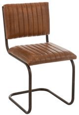 Chaise moderne cuir et métal marron Lignac