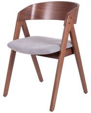 Chaise moderne en bois de noyer et tissu gris clair Merka