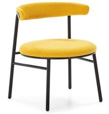 Chaise moderne en velours jaune et métal noir TOKY